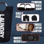 Caroeas 90L Collapsible Laundry Basket, Waterproof Laundry Bag (8 Colors) for Baby, Large Washing Basket with Padded Handles Stands Up Well for Easy Storage, Black - Image 4