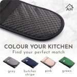 Black Double Oven Gloves Heat Resistant Silicone Oven Mitts Pair | Non-Slip Silicone Oven Gloves Double Oven Mitt | Machine Washable Thick Potholders Home & Kitchen Accessories. - Image 3