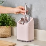 Minky Utensil Caddy, Utensil Holder with Knife Slots, Kitchen Organiser & Drainer, Sleek Holder for Kitchen Accessories, Made in The UK (Dusty Pink) - Image 7