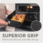 Black Double Oven Gloves Heat Resistant Silicone Oven Mitts Pair | Non-Slip Silicone Oven Gloves Double Oven Mitt | Machine Washable Thick Potholders Home & Kitchen Accessories. - Image 7