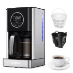PARIS RHÔNE 12-Cup Coffee Maker, Drip Coffee Machine with Glass Carafe, Keep Warm, 24H Programmable Timer, Brew Strength Control, Touch Control, Anti-Drip System, Self-Cleaning Function, 1.8L, 1000W