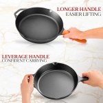 NutriChef 30 & 25cm Cast Iron Skillet Pan w/ Lid, Pre-Seasoned Cast Iron Pan, 2 Cast Iron Frying Pans Nonstick, Oven Safe Cookware w/ Silicone Handle, Indoor/Outdoor Use, For Induction & All Cooktops - Image 5