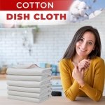 Towelogy Jumbo Dish Cloths for Washing Up | Cotton Set of 4-38 x 45cm (White/Red Edges) - Image 4