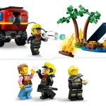LEGO City 4x4 Fire Engine with Rescue Boat Building Toys for 5 Plus Year Old Boys & Girls, Imaginative Play Set Includes a Dinghy, Trailer, Tent, Camper and 2 Firefighter Minifigures, Gift Idea 60412 - Image 8
