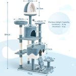 Yaheetech 184cm Tall Ocean-themed Cat Tree, Multi-Level Cat Tower W/Shark's Mouth-shaped Condo, Fish-shaped Platform, Scratching Posts, Cat Scratching Tree Play Tower for Big Cats - Image 8