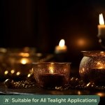 Zuvo 8-Hour Unscented Tea Light Candles (50-Pack) - Long-Lasting with Cotton Wicks, Clean Burning, 3.8 x 2.3 cm, White - Image 4