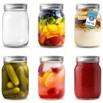 HEFTMAN Glass Mason Jars with Lids - Set of 6 500ml Air Tight Jars for Overnight Oats, Homemade Jam - Sturdy Glass Jar with Lid for Honey, Pickling, Preserving, Food Storage (500ml)