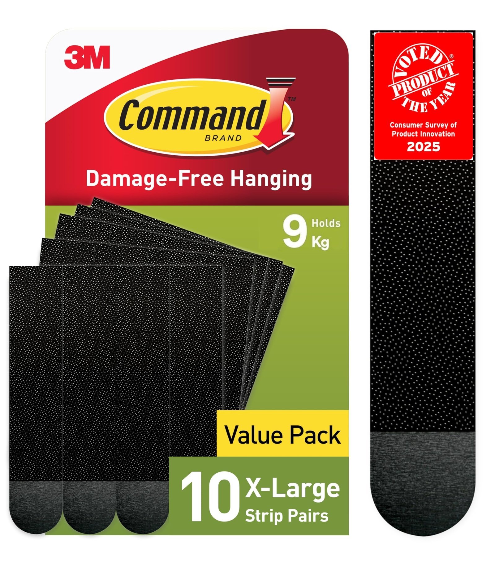 Command Picture Hanging Strips, Black, X-Large, 10 Pairs (20 Strips) - Adhesive Strips - for Pictures, Frames, Mirrors, Wall Decor - Damage Free Hanging