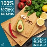 Premium Extra-Thick Wooden Chopping Boards - 3 Piece Bamboo Chopping Board Set - 33x22cm / 28x22cm / 22x15cm - Ideal for Carving Meat, Cutting Vegetables, Cheeses and Bread - by LARHN - Image 7