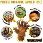 Cosystove Genuine Full Leather Heavy Duty Heat Resistant Gloves for Woodburner, Multi-Fuel Stoves Heavy Duty Safety Gauntlet Also for BBQs Pizza Ovens - Image 9