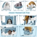 Yaheetech 184cm Tall Ocean-themed Cat Tree, Multi-Level Cat Tower W/Shark's Mouth-shaped Condo, Fish-shaped Platform, Scratching Posts, Cat Scratching Tree Play Tower for Big Cats - Image 6