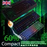 PC Gaming Keyboards SUMVISION SEEKER DESTROYER 60% Percent Pro Gaming Keyboard Wired USB Mini Compact Backlit Mechanical Feel Apple Mac Windows 11 PC PS5 Xbox Series X/S (FREE UK TECH SUPPORT) - Image 4